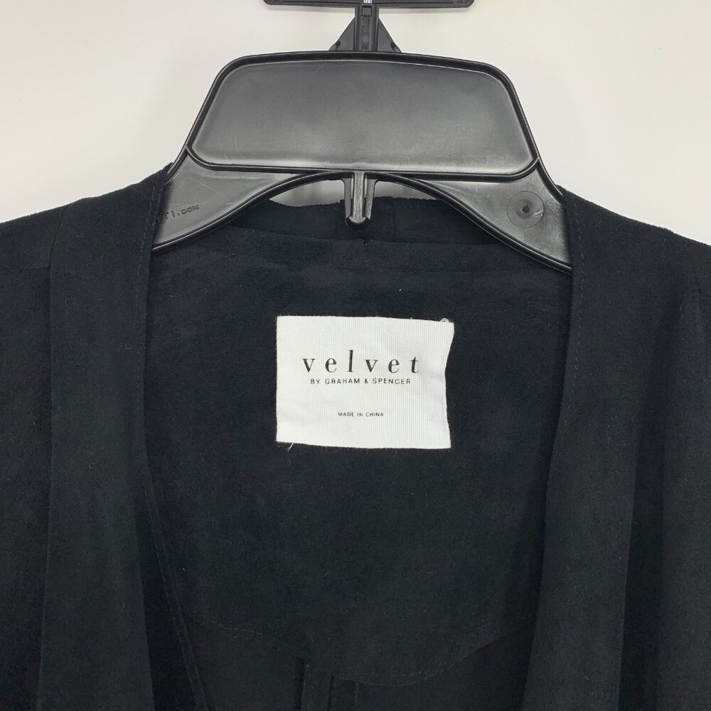 Velvet Graham Jacket Spencer Black Eden Faux Suede Drape Front - Picture 4 of 10